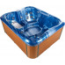 Bañera de hidromasaje LED de acrílico azul madera clara 180 x 215 cm 