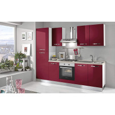  Cocina completa – Lado izquierdo 255 x 60 x 216 cm - Incluye: campana, horno ventilado, lavabo, frigorífico, vitrocerámica, encimera de gas con 4 fuegos, 6 y un cajón. 
