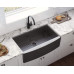 Ruvati - Fregadero de cocina con delantal, acero inoxidable mate, color negro 