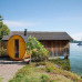 Sauna al aire libre tipo barril Harvia con estufa de leña 220 cm 
