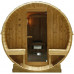 Sauna de exterior 189×220 cm finlandesa en forma de barril con estufa de leña