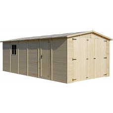 TIMBELA M102 Garaje Exterior de Madera - Garaje de Pino/Abeto, construcción de Paneles - H222 x 616 x 324 cm / 18 m2
