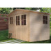 TIMBELA M334F+M334G Cobertizo de Madera para jardín- Puerta con Cerradura Suelo TRATADO - A226x324x216cm-6m2 Cobertizo de Madera Natural