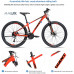  loknhg Giant Rincon X Assassin X Aluminio 27 velocidades 27.5 Pulgadas Freno de Disco Bicicleta de montaña Naranja Negro 27.5X15.5 S Altura Recomendada 165 / 173cm 